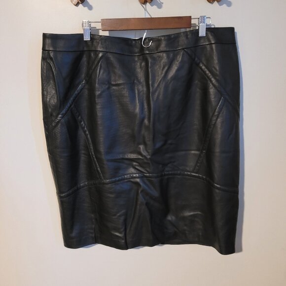 Lafayette 148 100% Leather Pencil Skirt SZ 18 - Picture 1 of 5